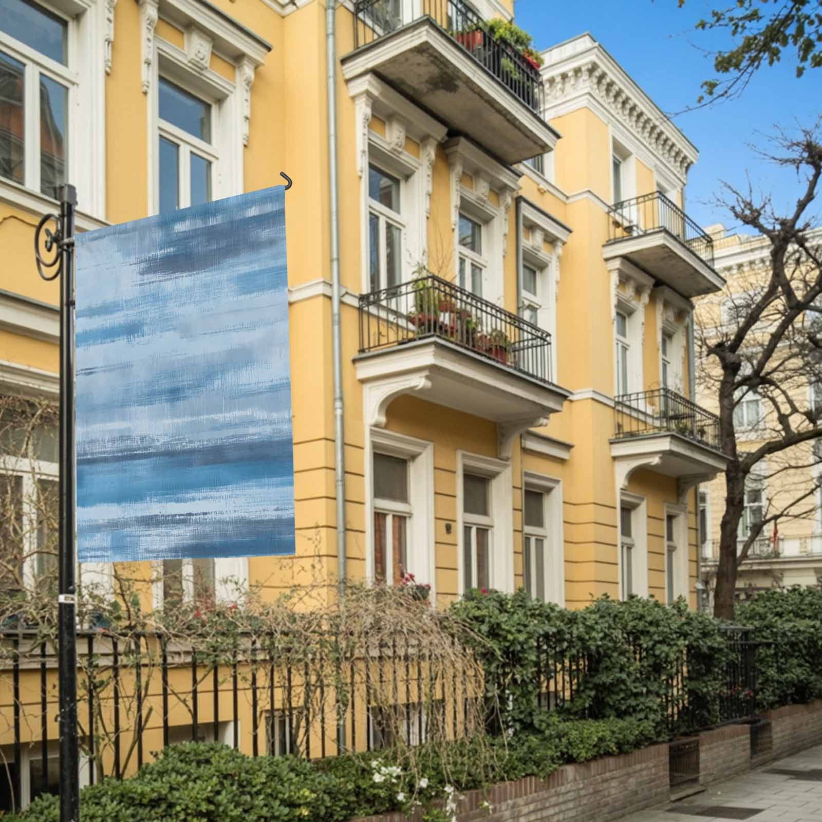 Light Blue Paint House Flag 28 x 40 Inches, Watercolor Abstract Blue Stripes Weather Proof Outdoor Patio Flags Double Sided Small House Decoration for Yard Lawn Outside Home