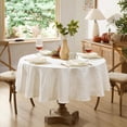 thumbnail image 4 of Newbridge Ivory Fancy Fall Leaves Damask Fabric Dining Tablecloth for Thanksgiving, 70 inch Round, 4 of 6