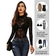 thumbnail image 5 of SMZ Long Sleeve Bodysuit for Women Turtleneck Sheer Mesh Bodysuit Geo Print Leotards, 5 of 5