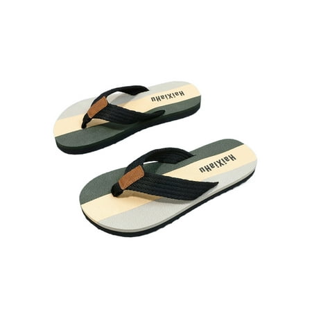 

Lacyhop Mens Flip-flops Slip On Sandal Beach Thong Sandals Home Cool Flat Anti-slip Summer Casual Shoes Black Apricot 6.5