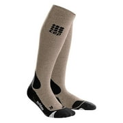 CEP Womens Long Compression Wool Socks Outdoor Merino (Sand Dune/Black) II