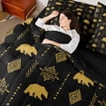 thumbnail image 4 of Feelyou Hippie Bear Bedding Comforter Set 7pcs, Yellow Damask Aztec Queen Bedding Sets, 4 of 8