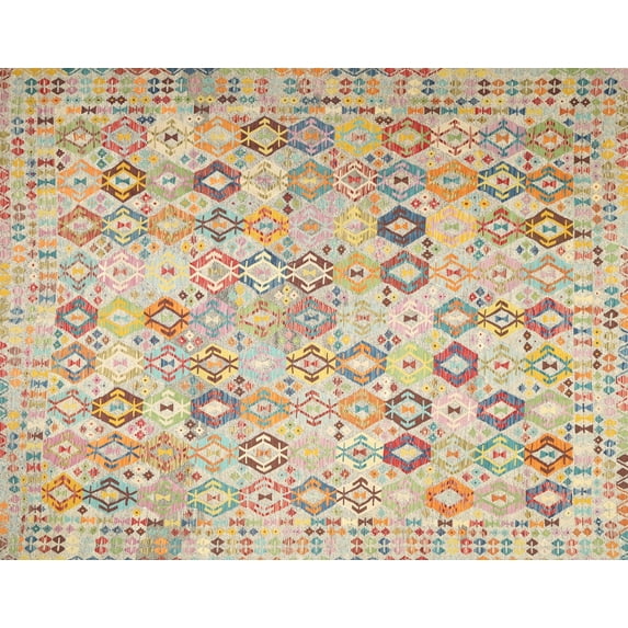 Ahgly Company Indoor Rectangle Contemporary Orange Salmon Pink Southwestern Area Rugs, 6' x 9'