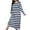 Dark Blue, variant on Women's Long Nightgown Nighties Stripes Nightdress Nightshirts Long Sleeve Soft Cotton Sleep Dress Home Wear Pajamas Army Green L