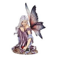 Pacific Giftware 5.25 Inch Fairyland Purple Winged Fairy with Red Rose Statue Figurine
