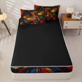 thumbnail image 4 of Castle Fairy Artistic Lantern African Queen Zipper Twin Comforter Sets with Fitted Sheet and 2 Pillowcases,Splatter Geometric Pattern Zipper Bedding Set,Black Orange Blue,Grey Reversible,4-Piece, 4 of 6