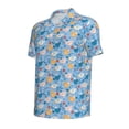 thumbnail image 2 of Balery Cute Chickens and Flowers Printed Men’s Short Sleeve Polo Shirt, Midweight Men's Shirt,Golf Polo shirts -Small, 2 of 9