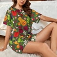 thumbnail image 4 of Honeii Begetable for Women's Summer Pajama Set featuring Soft Short Sleeve Shirt & Matching Bottoms with Convenient Pockets for Relaxed Home Wear-Large, 4 of 6
