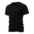 thumbnail image 2 of SWSMCLT Men's Short Sleeve Top Summer Fitted T-shirt Cotton Tshirt Vintage Crew Neck Henley Shirt Lightweight Black Small, 2 of 4
