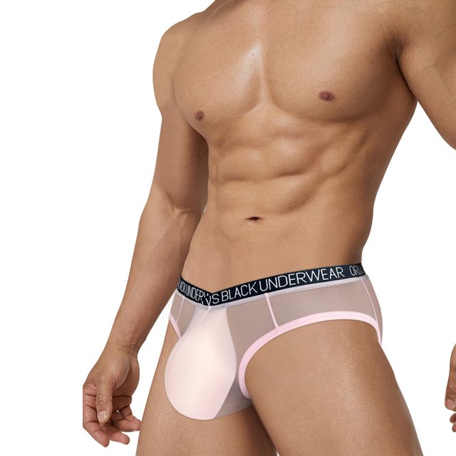 Calzoncillos transparentes para hombre, ropa interior ultrafina de malla transparente Rosa XXL