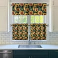 thumbnail image 2 of Kitchen Curtains 24 Inch Short - 3 Panel Set, Boho Sunflower Butterfly Floral Print, Rod Pocket Window Curtain for Rustic Farmhouse, Country Vintage Summer Decor, Easy Wash, 2 of 5