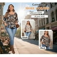thumbnail image 4 of Cuteduck Women Plus Size Printed Tunic 3/4 Sleeve Fall Pleated Round-neck Casual Loose Ruffled Top 1X-4X, 4 of 7