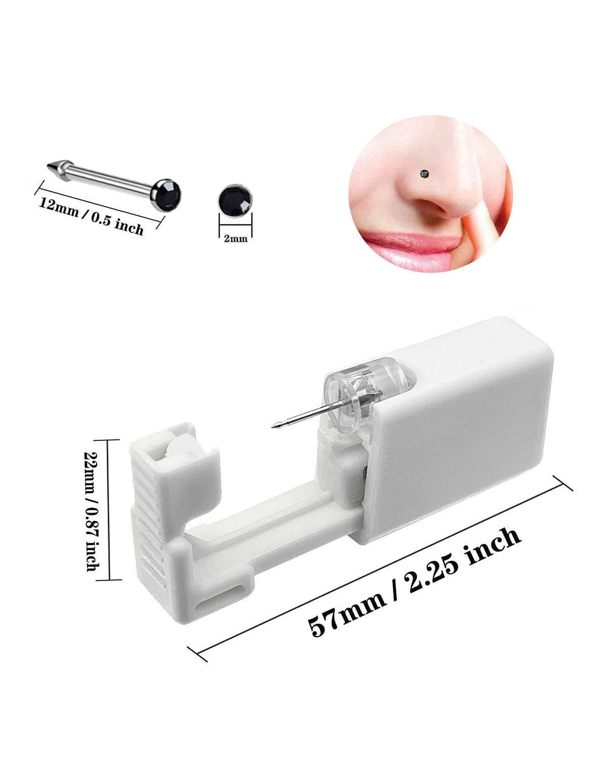 2er Set Nasenpiercing-Kit Mit 10 Gratis Studs – Sterile Einweg-Pistole Für Sichere Selbstanwendung