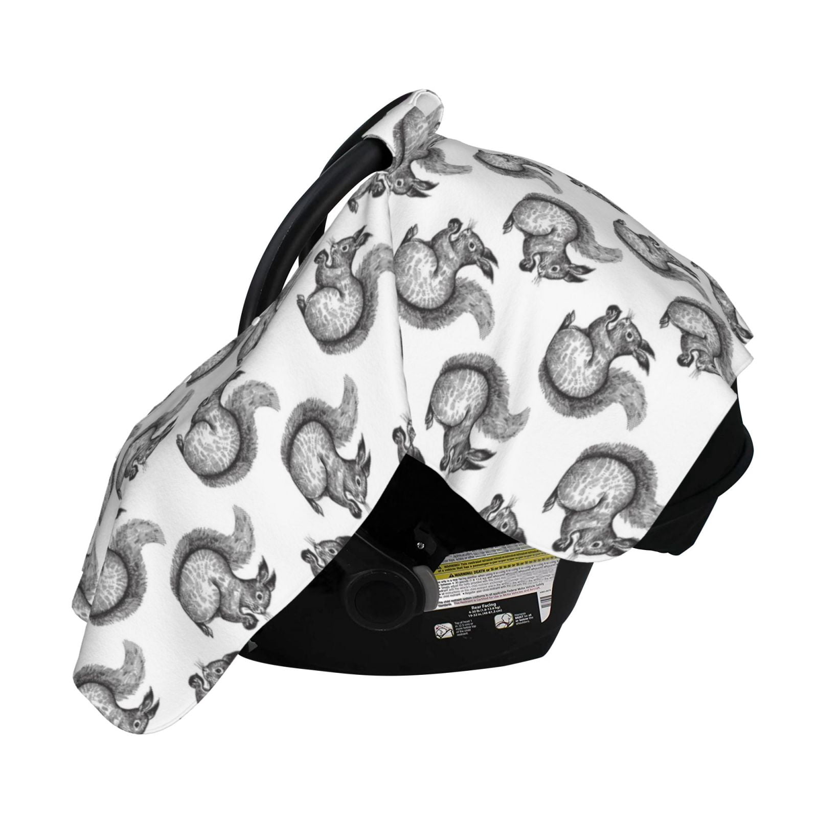 Naloa Black Squirrel Baby Car Seat Cover, Breathable Baby Carrier Cover, Multiuse Baby Carrier Cover & Nursing Breastfeeding Cover