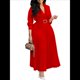 thumbnail image 1 of Vestido Plisado para Mujer, Cuello en V, Larga, Corte A, para Iglesia, Trabajo Formal, Negocios, con Cinturón Rojo M, 1 of 10