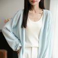 thumbnail image 6 of Ediodpoh Long Cardigan Sweaters for Women V Neck Long Sleeve Knit Cardigan Lightweight Loose Fit Outerwear for Versatile Style Light Blue XXL, 6 of 8