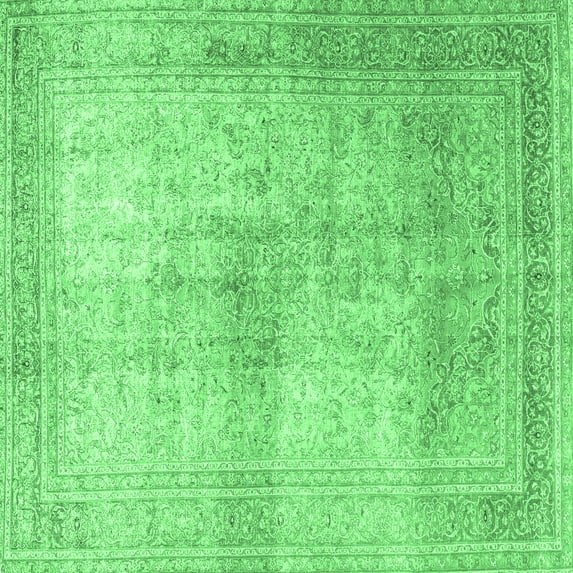 Ahgly Company Indoor Square Persian Emerald Green Traditional Area Rugs, 8' Square