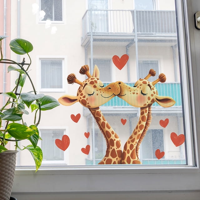 Pegatinas de PVC para decoración de ventanas de San Valentín, pegatinas de pared para festivales