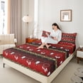 thumbnail image 4 of Feelyou Red Triangle Aztec Twin Sheet Sets, Mystic Dream Catcher Twin Fitted Sheet, Western Sheep Skull Flat Sheet, Super Cozy Room Decor, 3 Pieces, 4 of 7