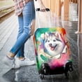 thumbnail image 3 of Funny Watercolor Adorable Siberian Husky Peeking Through Torn Paper Effect Travel Luggage Cover Husky Dog Lover Gifts Suitcase Dust Protective Decor - 00026, 3 of 5