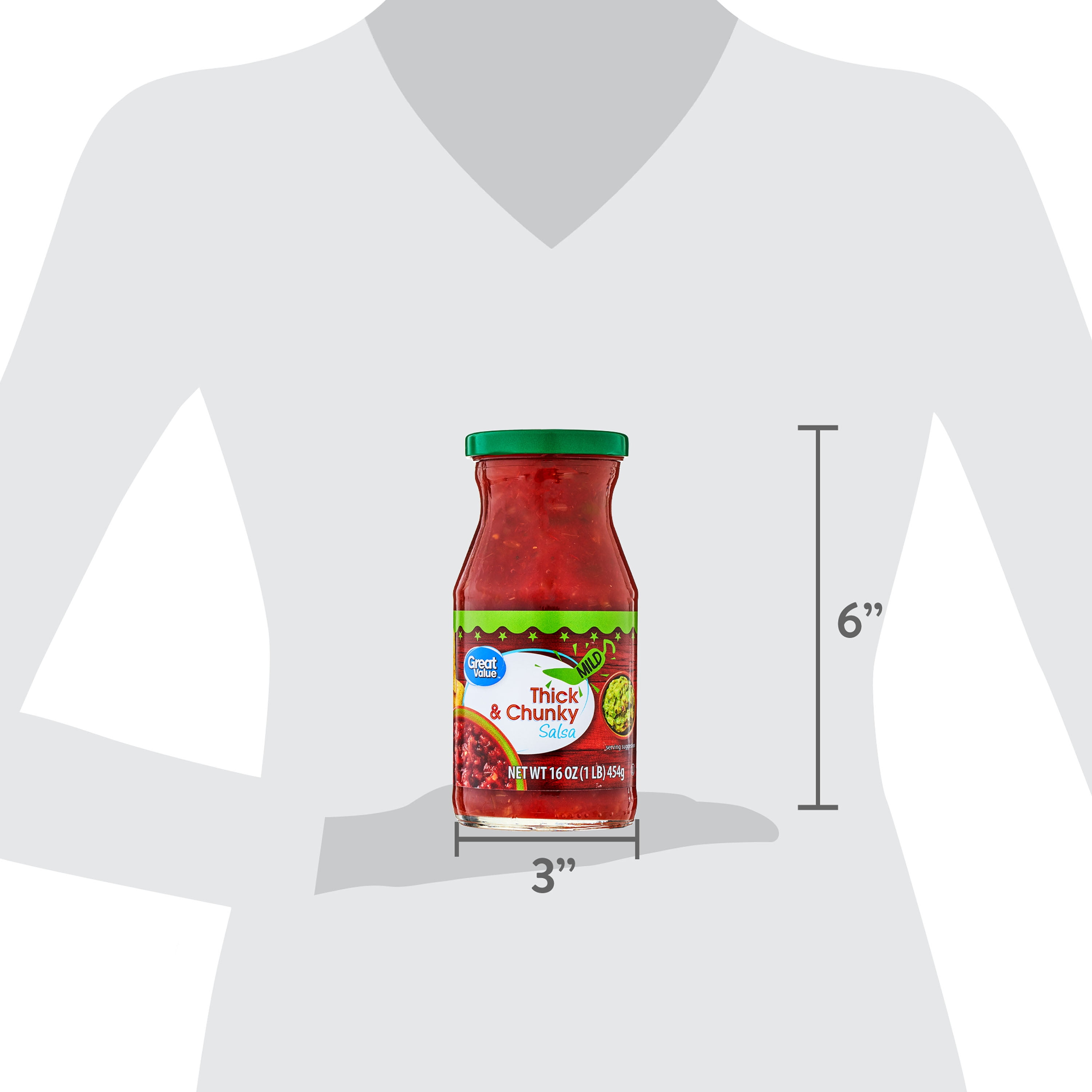 (4 pack) Great Value Thick and Chunky Salsa Mild, 16 oz