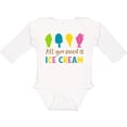 thumbnail image 3 of Inktastic All You Need Is Ice Cream - Blue Pink Yellow Green Boys or Girls Long Sleeve Baby Bodysuit, 3 of 5