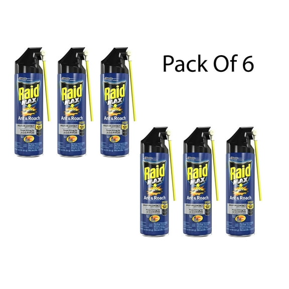 Raid Max Ant & Roach Indoor Spray Insecticide, 14.5 oz, 6 Count
