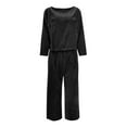 thumbnail image 5 of UAMVSH Women 2 Piece Outfits Cotton Linen Loungewear Sets Lightweight Long Sleeve Tops Matching Palazzo Wide Leg Pants Beach Vacation Clothes(X-Large,Black), 5 of 5