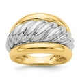 thumbnail image 1 of Solid 14k Yellow and White Gold Two Tone Twisted Dome Ring Band Size 9, 1 of 6