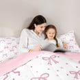 thumbnail image 4 of Erosebridal Kids Kawaii Bowknot Full Size Comforter Sets 3 Pieces,Girls Teens Cute Stars Print Bedding Sets,Pink Reversible,Luxury Bedroom Decor, 4 of 6