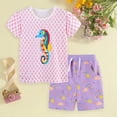 thumbnail image 2 of JUMEYU Kid Pajamas Girls Toddler Girls Pajamas Prints Short Sleeve Shirt Shorts PJs Sets 3T 4T (Pink,3-4 Years), 2 of 9