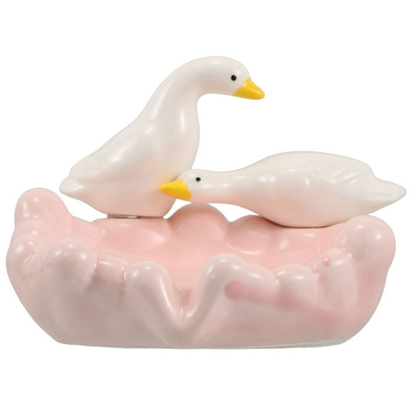 PAMINGONO Ceramic Soap Dish Duck Shaped for Bathroom 1Pack Multi Color with Draining Tray