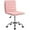 Pink, variant on LKUPM Mid Back Vanity Chair for Makeup Room, Low Back PU Leather Swivel Computer Desk, Task and Office Chair Retro with Armless Ribbed (White)