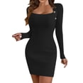thumbnail image 1 of Gibobby Vestidos de sueter para mujer Vestido de suéter de punto sexy para mujer en otoño e invierno.(Negro,CH), 1 of 5