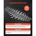 thumbnail image 2 of VEVOR Flex-Head Ratcheting Wrench Set, 30-Piece SAE and Metric, 72 Teeth, Cr-V Steel Ratchet Flexible Combination Wrench Set with Roll Up Pouch, for General Household and Automotive Repairs, Silver, 2 of 9