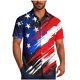 thumbnail image 2 of Blusa y camisa de manga corta con cuello vuelto para hombre, blusa informal de moda con cuello vuelto y estampado del Día de la Independencia, blusa de manga corta con botones para hombre, blusa de po, 2 of 6