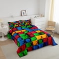 thumbnail image 2 of Erosebridal Colorful Comforter Set Full, Building Blocks Bedding For Teens, 3D Rainbow Construction Brick Bedding Comforter Sets Funny Patchwork Geometric Rectangle Duvet Insert, 2 of 5