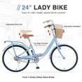 thumbnail image 5 of 24inch Womens Bike with Backseat/ V Brakes, Folding Bicycle for Ladies Teen, Commuter Bike, Cruiser Bike, Suit for Rider 4'8"-5'6", Blue, 5 of 6