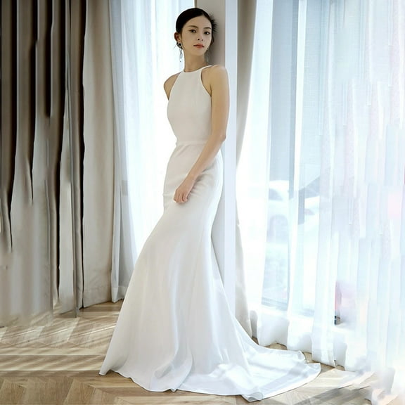 French Style Light Wedding Dress 2025 New White Simple Satin Bridal Gown High-end Mermaid Wedding Dress