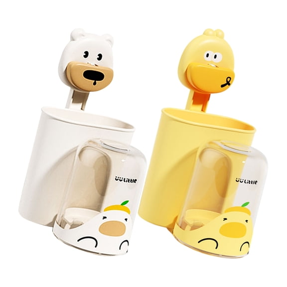 Colorful Toothbrush & Cup Holder Set for Children Not Drill Wall Hanging Child Friendly Toothbrush Cup Holders