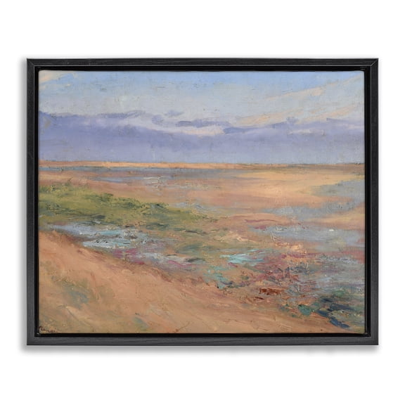 Stupell Industries Renoir Classic Marine Nautical & Beach Painting Black Floater Framed Canvas Art Print Wall Art, 21 x 17