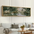 thumbnail image 2 of Large Framed Canvas Print Serene Swans on a Tranquil River Wall Art Decorative Ready to Hang Painting for Living room Bedroom - 60"x20" Natural Frame, 2 of 7