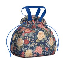 Pioneer Flower Drawstring Lunch Bag Women - Drawstring Lunch Bag Insulated for Work Office - Stain-Resistant Large Lunchbags for Women with Multi-Pockets