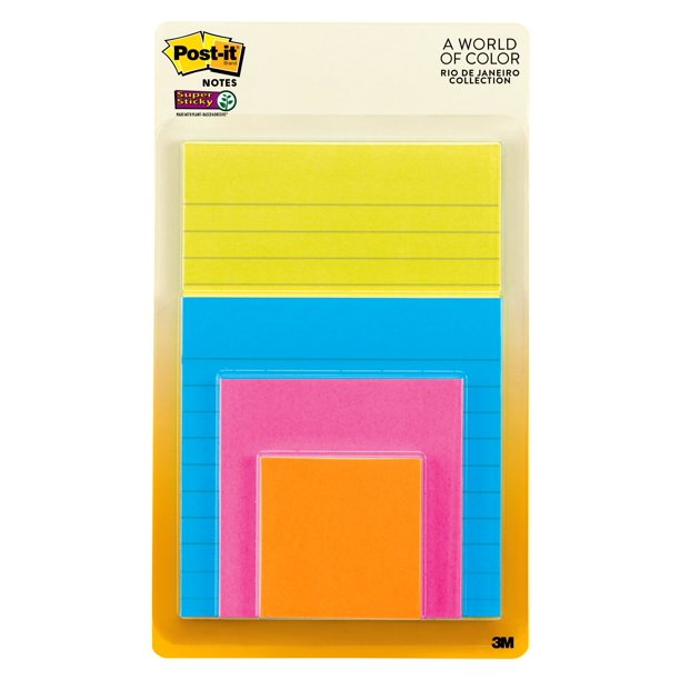Postit Super Sticky Notes, Multiple Sizes, Brights, 4 Pads Walmart