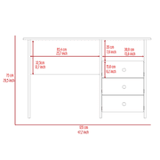Bianco Writing Computer Desk, Three Drawers, One Shelf Light Gray