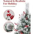 thumbnail image 2 of OasisCraft 24 Inch Outdoor Christmas Tree 2 Set, Pre-lit Mini Flocked Christmas Tree Artificial Pathway Xmas Tree 50 LED with Red Berries, Pinecones for Porch Holiday Decor, Green, 2 of 8