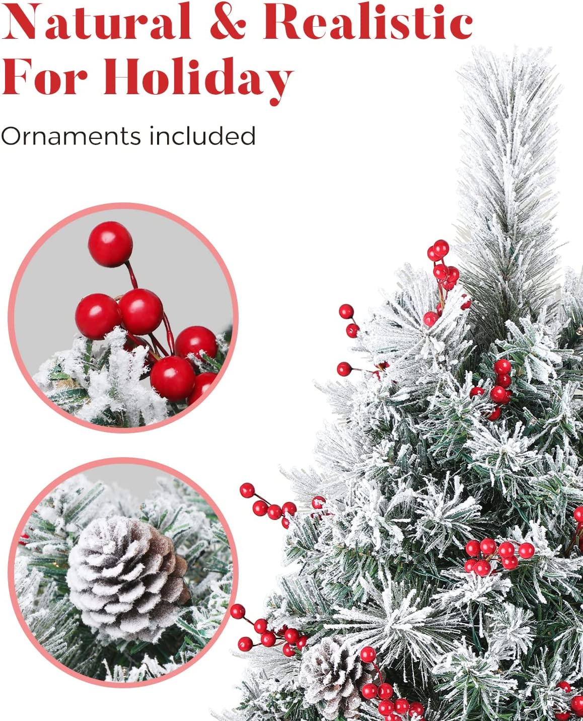OasisCraft 24" Pre-Lit Mini Flocked Christmas Tree 2-Pack photo 2