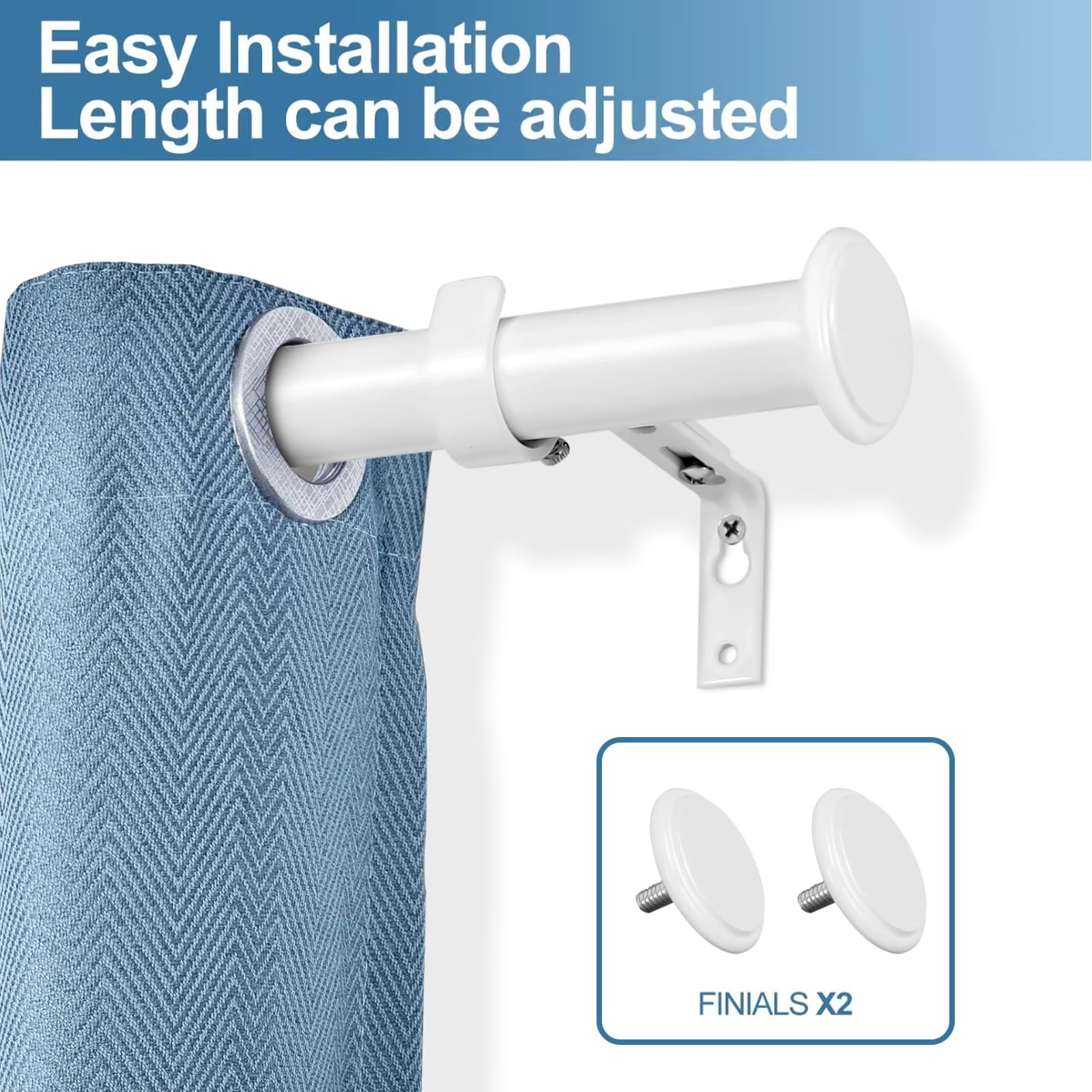 Urbanest 1" Adjustable Curtain Rod Set with Cap Finial Metal Window Drapery Rod, Modern Minimalist Design