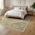 thumbnail image 3 of ODIKA 6'x9' Washable Area Rug Vintage Scroll Border Ornate Boho Distressed Motif Allover Neutral Flowing for Family Room, Living Room, Master Bedroom, Non-Slip, Easy Care, 3 of 7