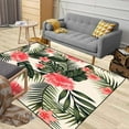 thumbnail image 3 of Plumeria Tropical Leaves Rug, Green Leaf Area Rugs For Bedroom,Non-Slip Living Room Throw Rug Entry Mat, Low Pile Indoor Carpet For Kitchen Bathroom Office 4x5ft, 3 of 6